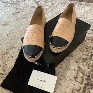 Chanel lambskin and black espadrilles